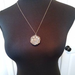 Silver toned floral necklace